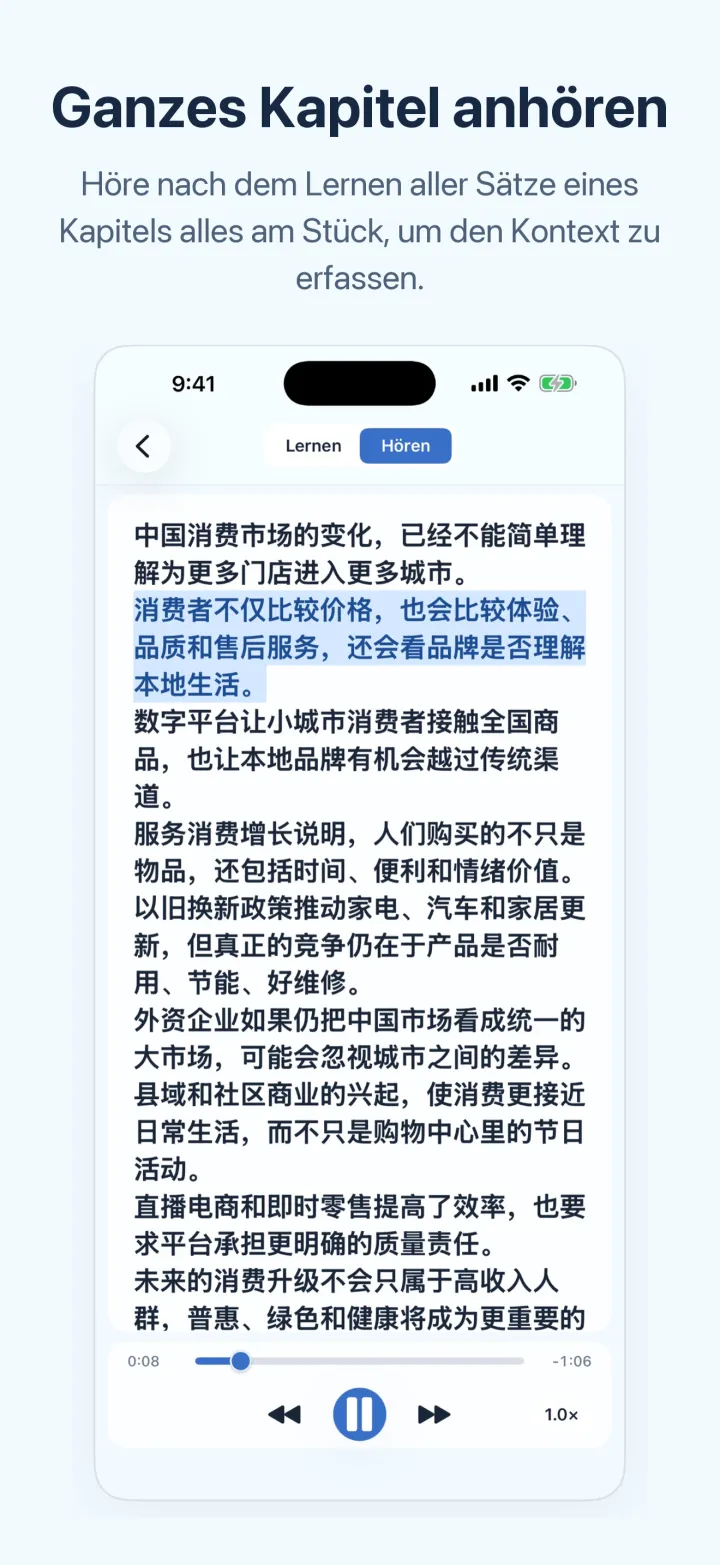 News-Chinesisch lernen auf dem iPhone – Ganzes Kapitel anhören