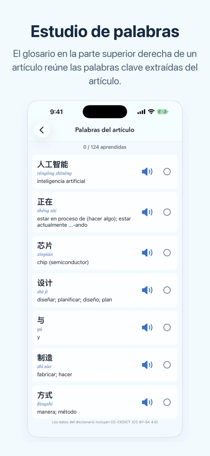 Chino con noticias: pantalla de iPhone – Estudio de palabras